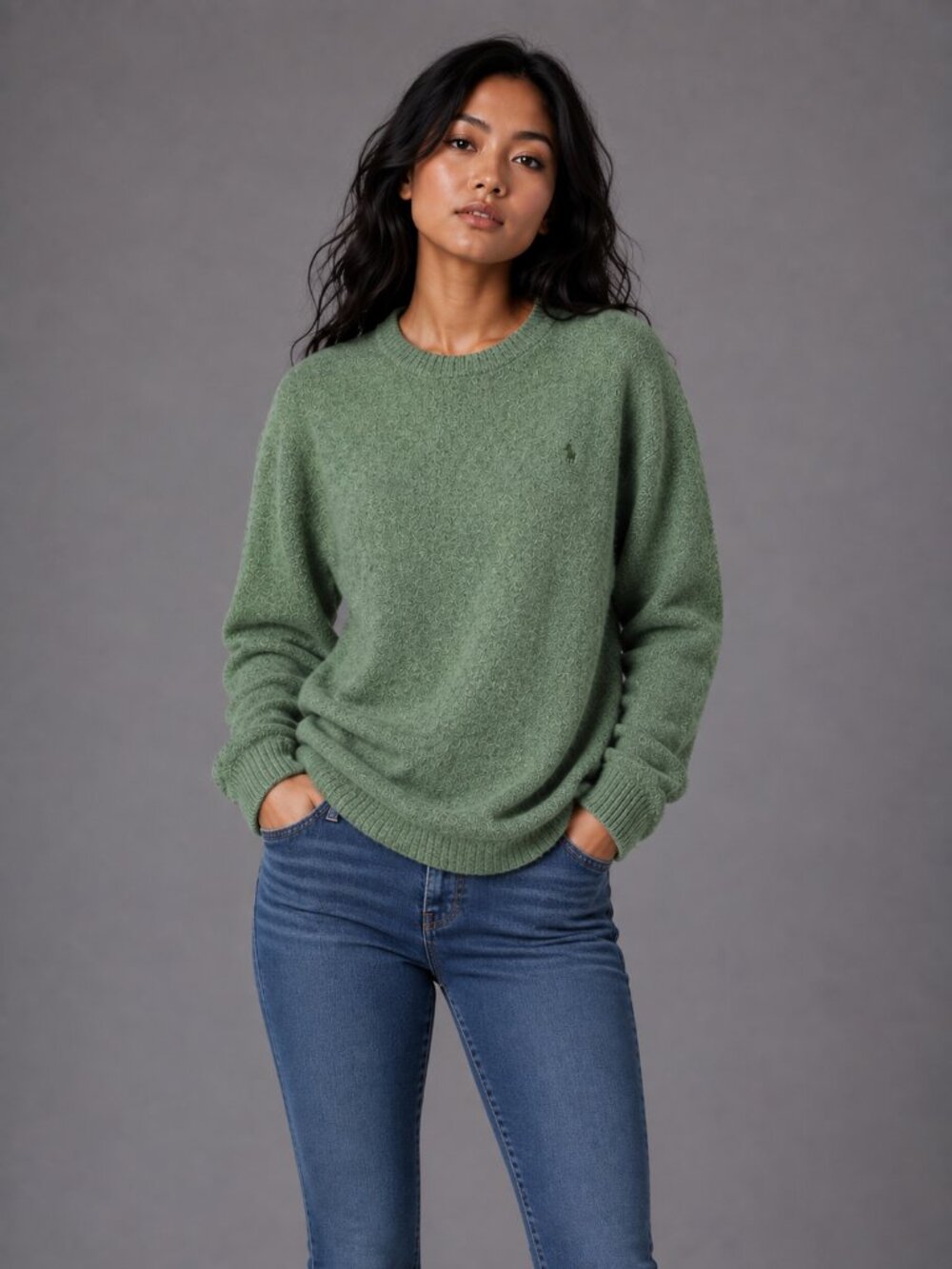 Wool Blend Original vintage Penguin Sweater W/ M Green Crew Neck Knit
